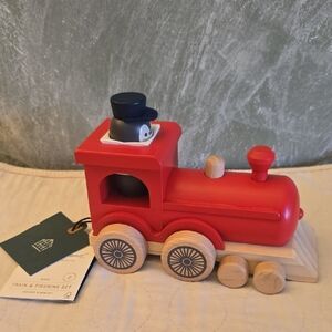 Hearth & Hand Classic Red Wooden Train & Figurine Set NWT